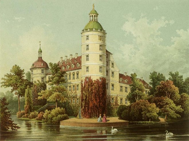 Das Schluss mittem im Park in Muskau: Fürst Pücklers Wohnsitz (Gemälde von August Nothnagel cirka 1865)